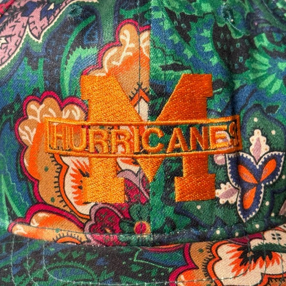 Vintage University of Miami Hurricanes Floral Paisley Snapback Hat USA - Picture 2 of 9